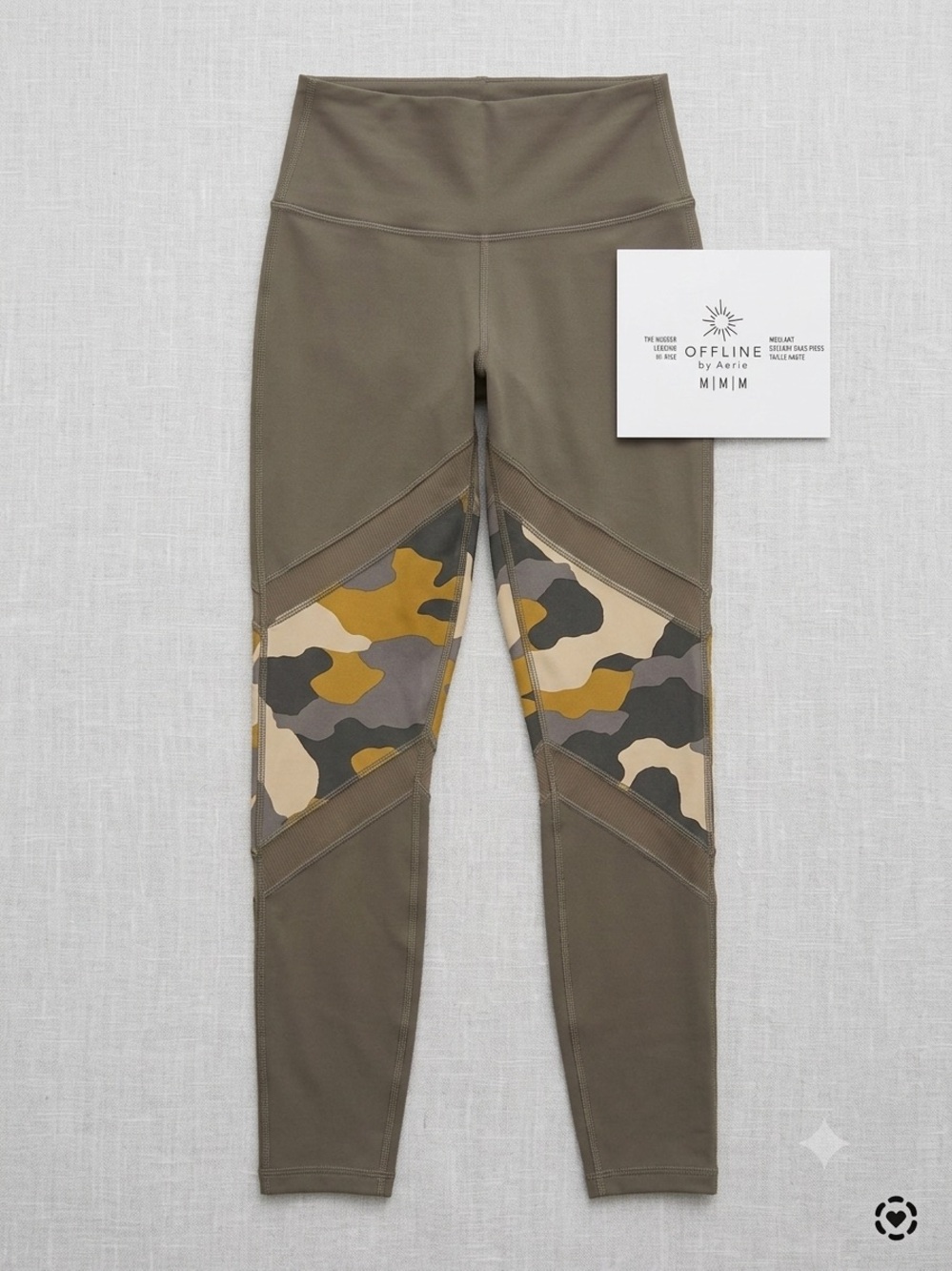 aerie Olive Green Camo Panel High-Waist Leggings